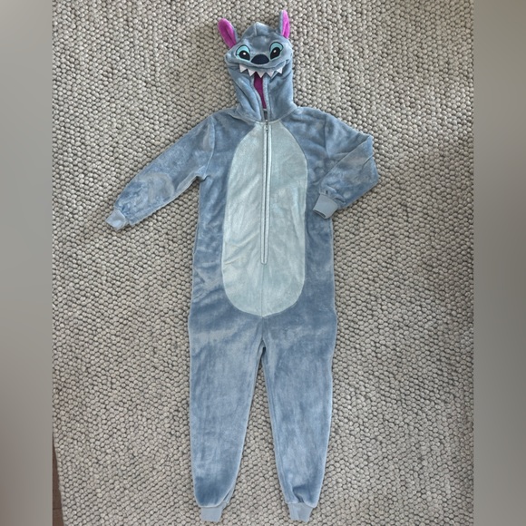Size 12 Stitch Costume Cozy Blue Hooded Onesie - Picture 4 of 9